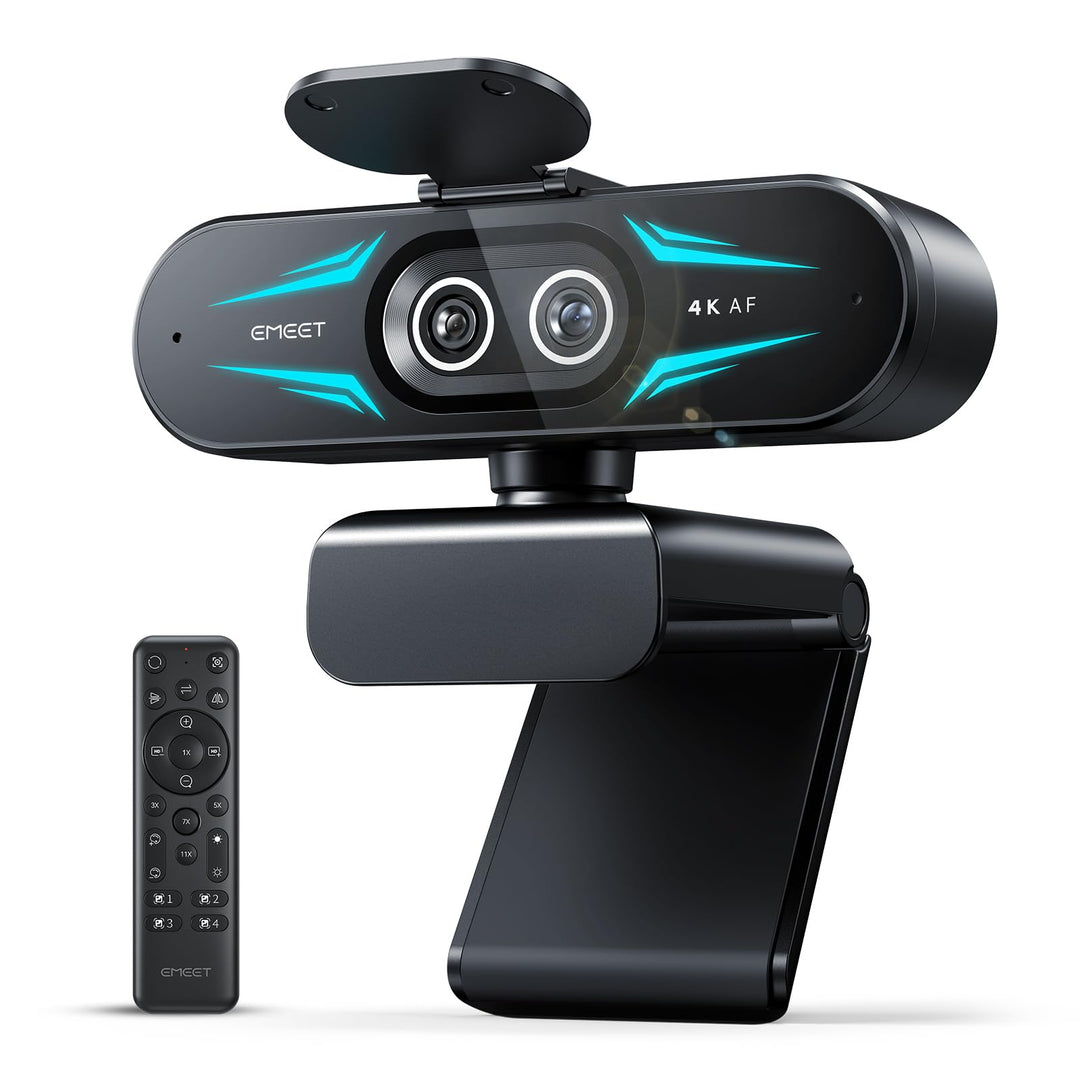 EMEET C60E Dual-Kamera-4K-Webcam für Streaming, Weitwinkel- und Teleobjektiv, bis zu 11-facher Hybri