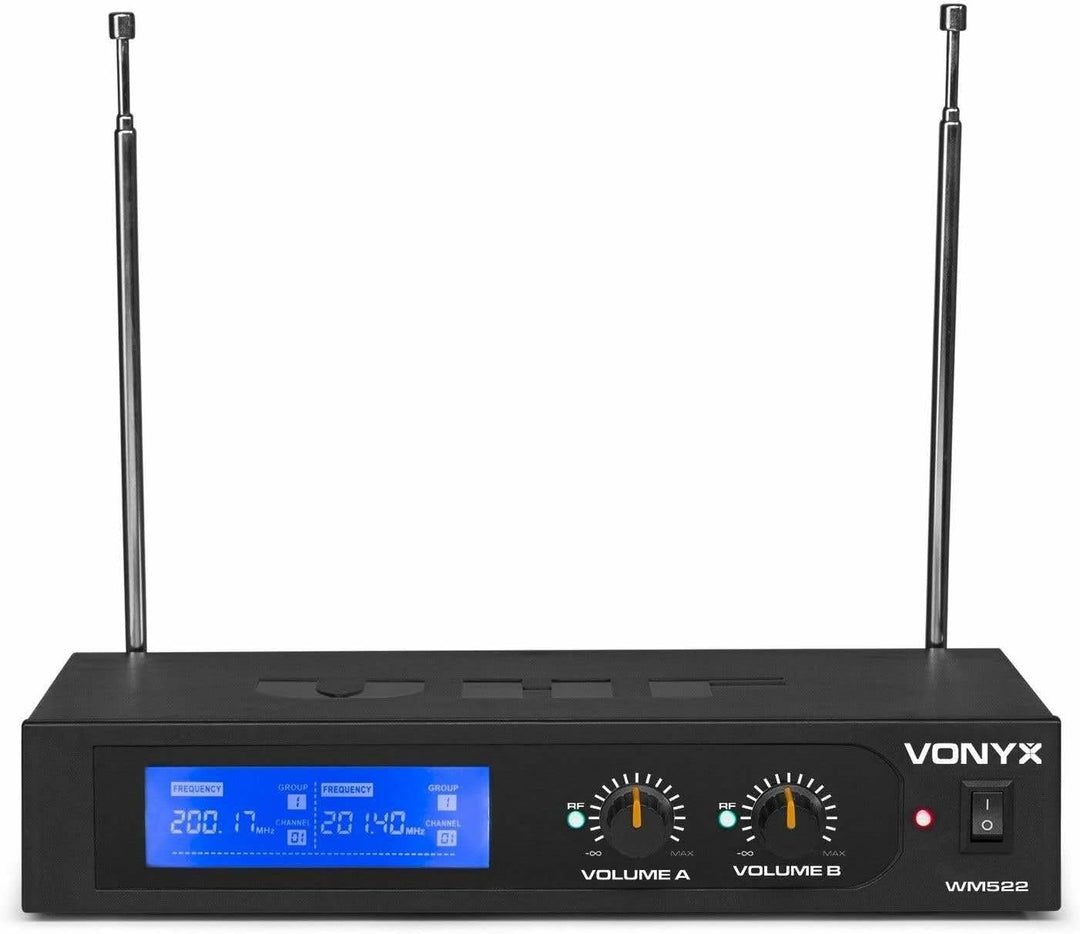 Vonyx WM522 - Funk Mikrofon Set, drahtloses Mikrofon Set 2-Kanal VHF Microfon, Wireless Mikrofon mit