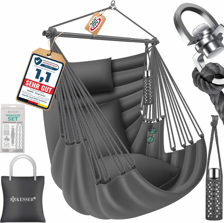 KESSER® Hängesessel Haiti 150kg Traglast, Hängestuhl 360° Drehung, Hängeschaukel Indoor-Outdoor UV-b