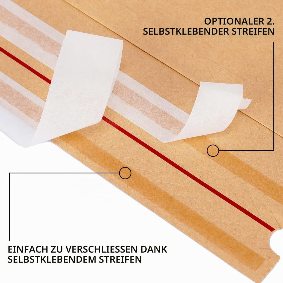 verpacking Faltentaschen 229 x 162 x 40 mm mit Klotzboden, doppelte Haftklebung und Aufreissfaden Ve
