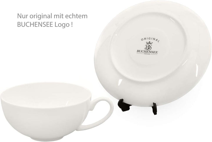 Buchensee Teetassen Set aus Fine Bone China Porzellan. 2 Teetassen je 150ml und 2 Unterteller in fei