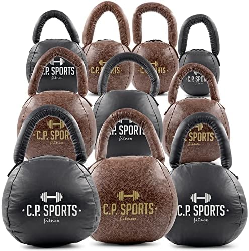 C.P. SPORTS Kettlebell - Kunstleder schwarz/braun - Gewicht 1-10kg | für Kraftsport, Cross Training,