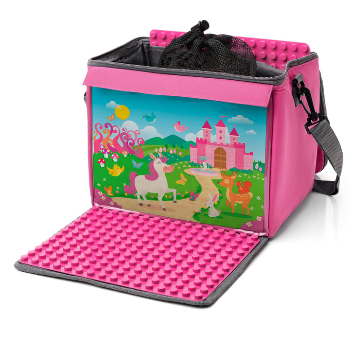 Baustein-Tasche mit ausklappbarer Bauplatte passend für grosse Bausteine vieler Marken I Grösse XL (