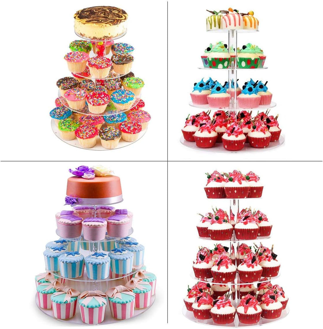 Cupcake Ständer, Tortenständer 4 Etagen Acryl für Hochzeit, Party, Geburtstag, Baby Duschen & Kuchen