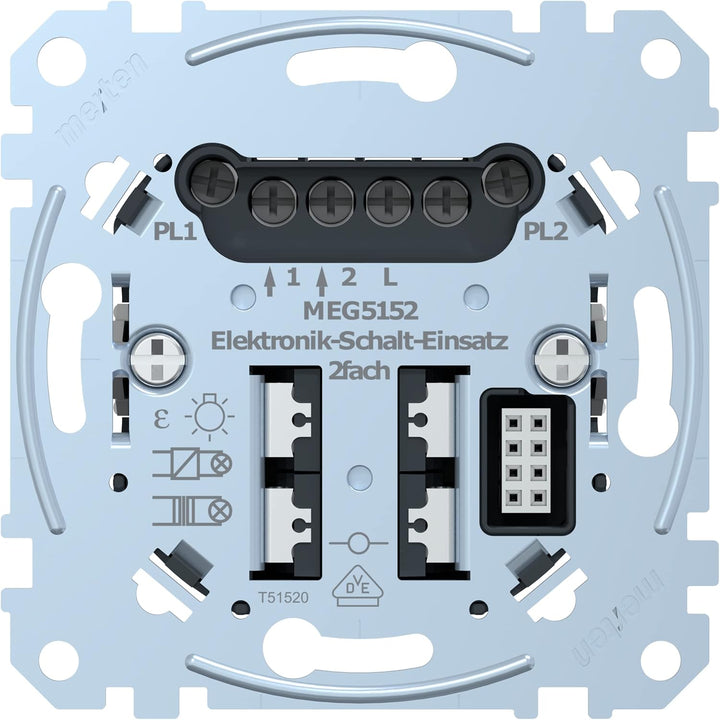 Schneider Electric Merten MEG5152-0000 Unterputz Elektronik Schalt Einsatz 2-fach 50-220 VA, für ohm