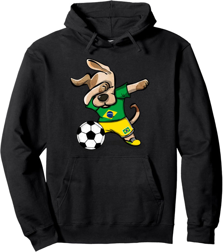 Dabbing Dog Hund Brasilien Fussball - Brasilianische Flagge Pullover Hoodie