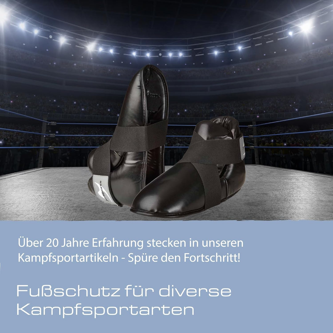 Ju-Sports Fussschutz - schwarz I Gepolsterter Kampfsport &amp; Kickboxen Fussschutz mit Klettband &amp; Zehe