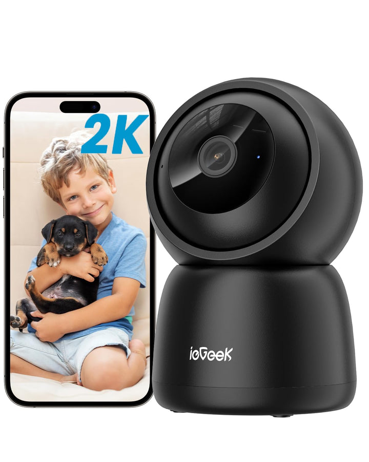 ieGeek Überwachungskamera Innen, 2K Kamera Überwachung Innen, 360° WLAN Kamera Indoor, Zwei-Wege-Aud