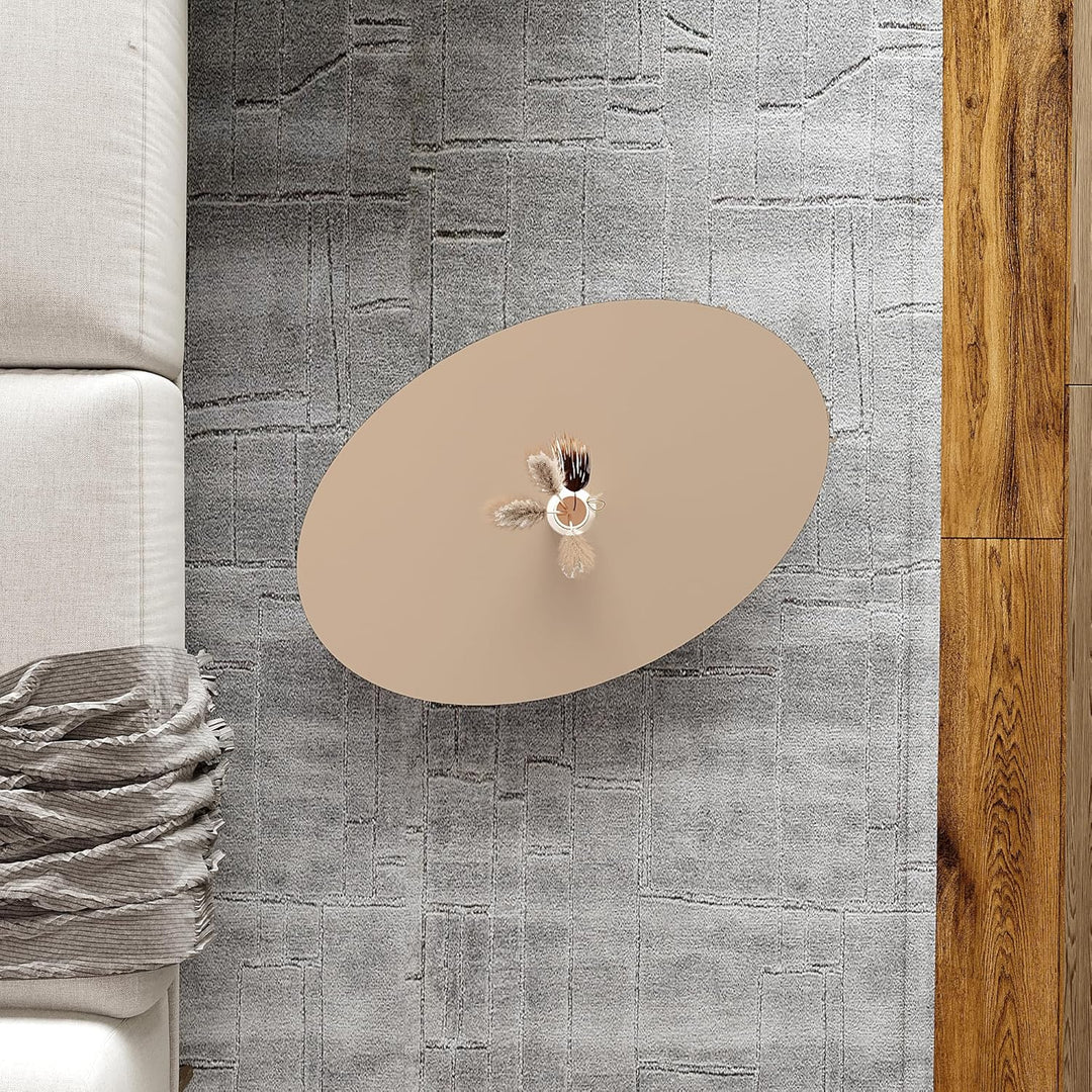 [en.casa] Couchtisch Højreby Sofatisch mit 1 Ablage oval Wohnzimmer 70 x 44 x 43 cm Beine aus Buchen