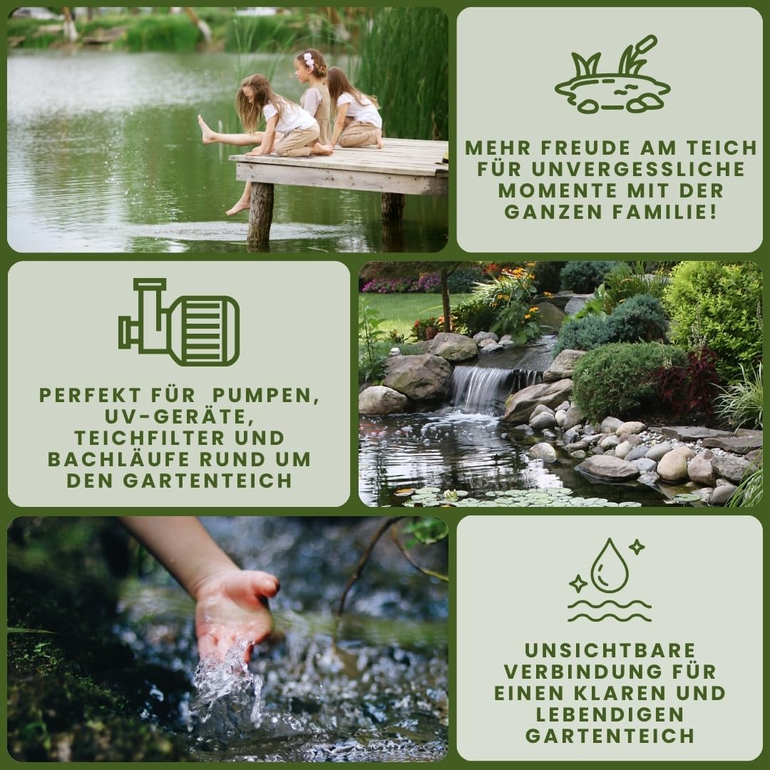 AquaOne Teichschlauch 25 mm 1" 30 Meter I Hochwertiger Teich Schlauch für Garten & Teiche I Teichsch