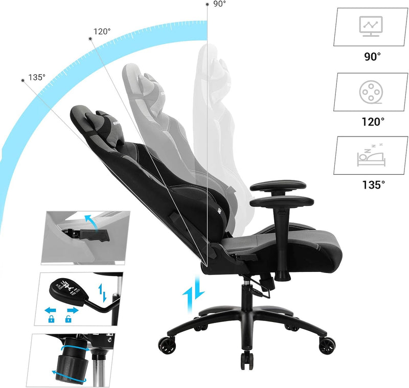 SONGMICS Bürostuhl Gaming Stuhl mit hoher Rückenlehne Formschaum gepolsterte Sitzschale verstellbare