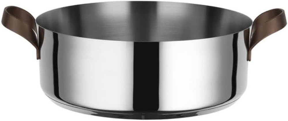 Alessi edo PU102/24 Schmortopf mit Zwei Griffen aus Edelstahl, Griffe aus Edelstahl mit PVD-Beschich