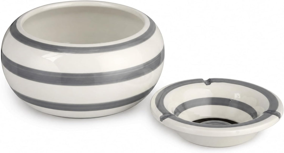 Roomando XXL Sturmaschenbecher Ø 23cm in grau-Weiss-gestreift Modell Gloomy Admiral