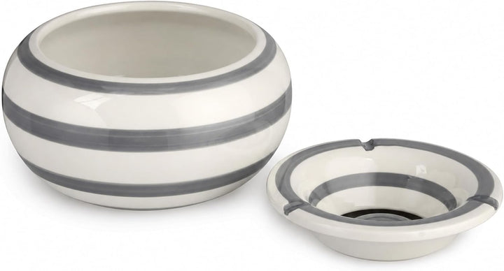 Roomando XXL Sturmaschenbecher Ø 23cm in grau-Weiss-gestreift Modell Gloomy Admiral