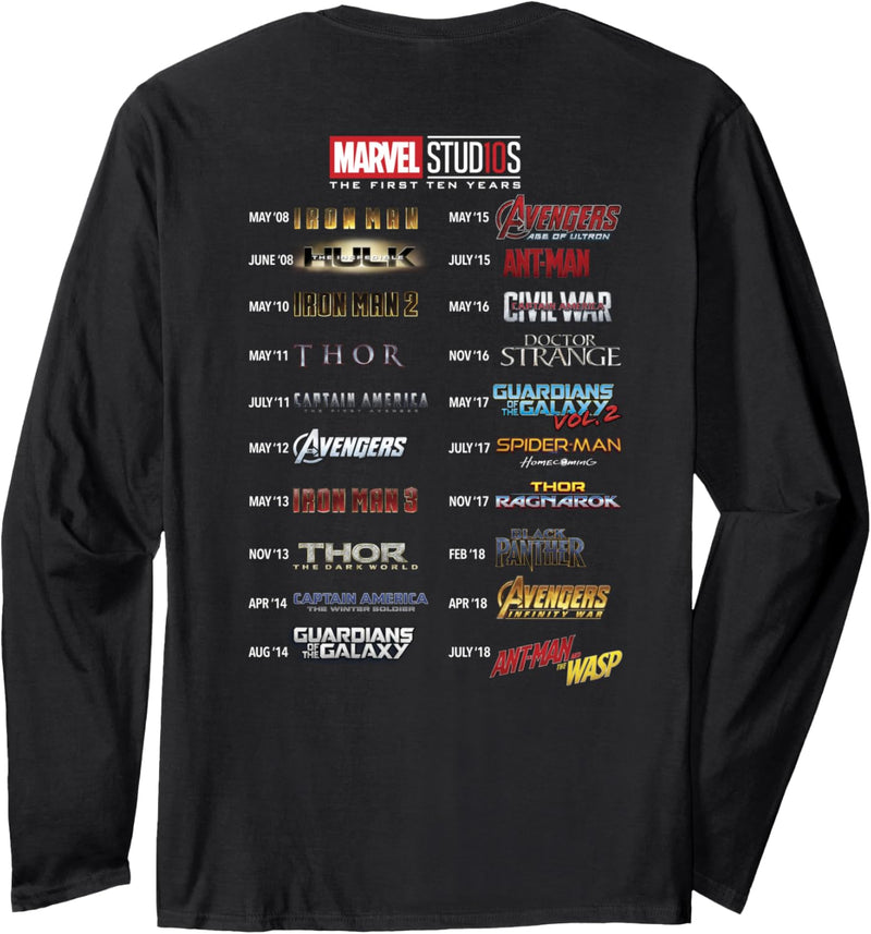 Marvel More Than A Fan Movie List Back Langarmshirt