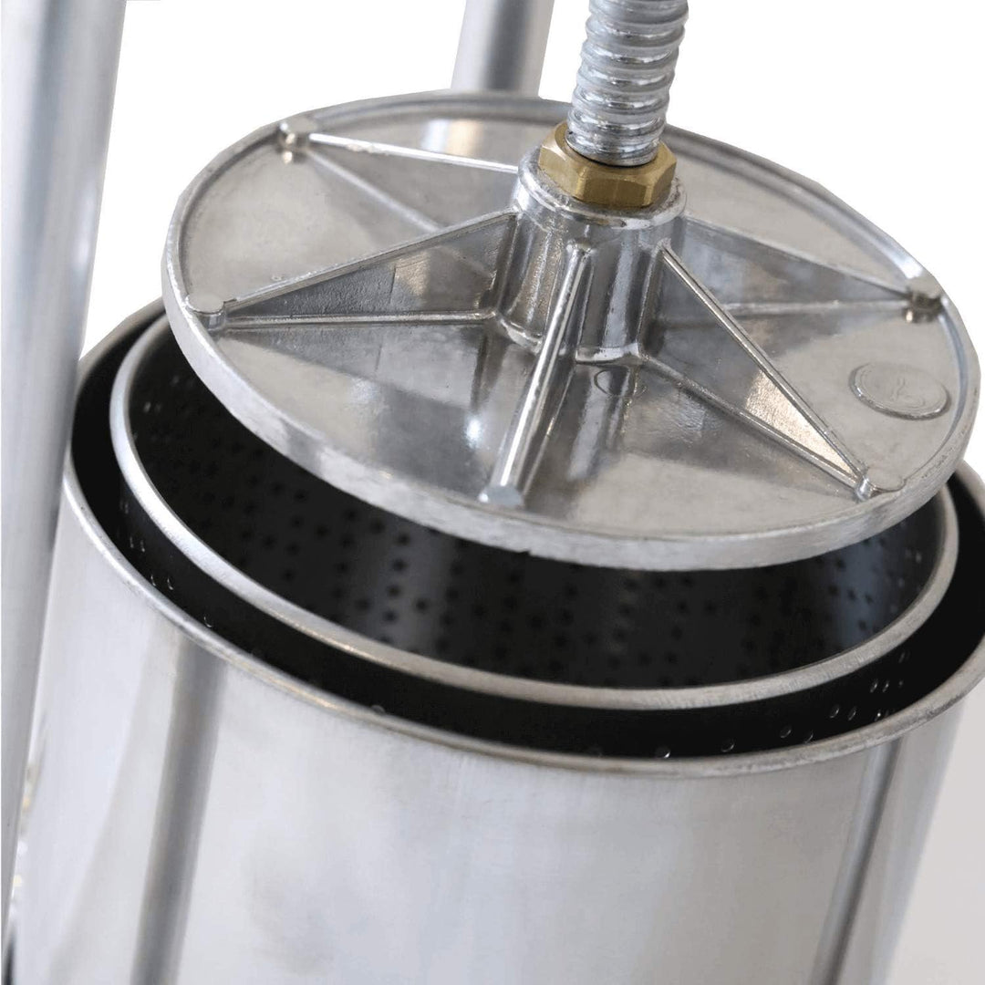 KAESE-SELBER.DE Käsepresse (Edelstahl/Alu) + 1200 g Käseform inkl. Pressdeckel -Qualitätsprodukt-