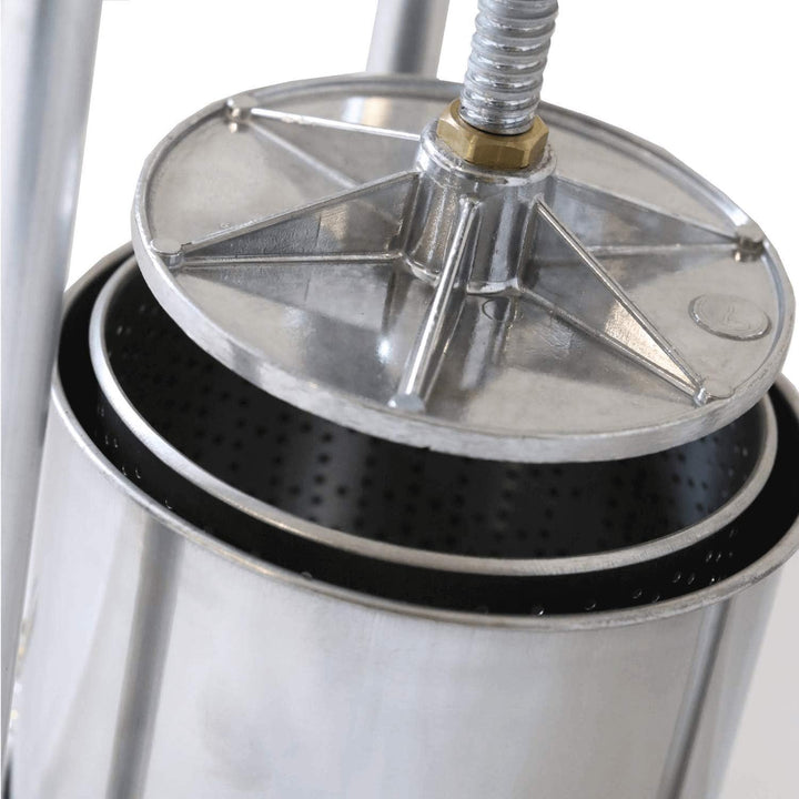 KAESE-SELBER.DE Käsepresse (Edelstahl/Alu) + 1200 g Käseform inkl. Pressdeckel -Qualitätsprodukt-
