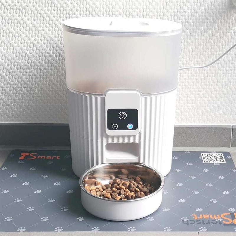 Smart Futterautomat für Katze, WiFi Katzenfutterautomat mit App-Steuerung, transparente Futterbehält