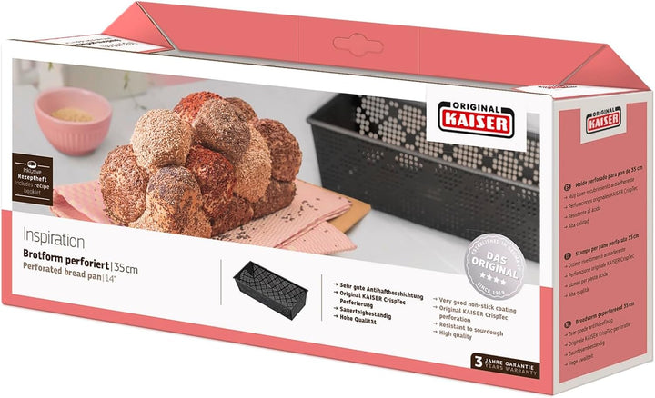 Original Kaiser Inspiration Brotbackform perforiert 35 cm, Backform für 1500g Brote, Kastenform Kuch