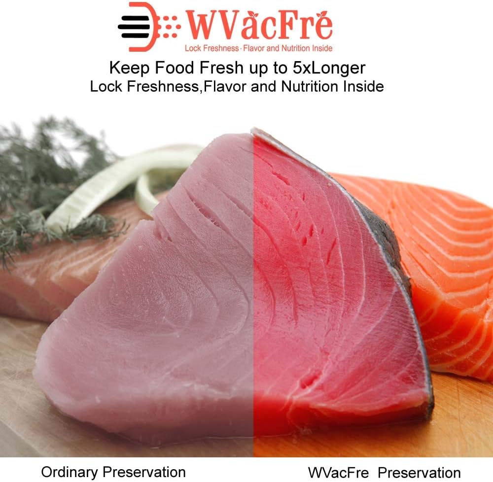 WVacFre 4 Folienrollen 20x600cm Vakuumierrollen für Lebensmittel,BPA-Frei Vakuumierbeutel Sous Vide