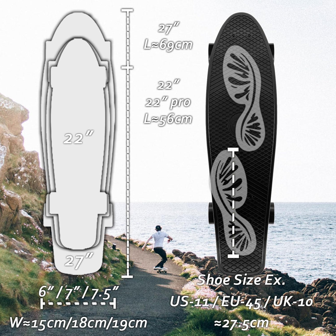 KMX 55,9 cm Mini Cruiser Skateboard für Jungen Mädchen und Jugendliche, komplettes Anfänger-Skateboa
