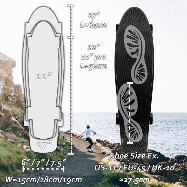 KMX 55,9 cm Mini Cruiser Skateboard für Jungen Mädchen und Jugendliche, komplettes Anfänger-Skateboa