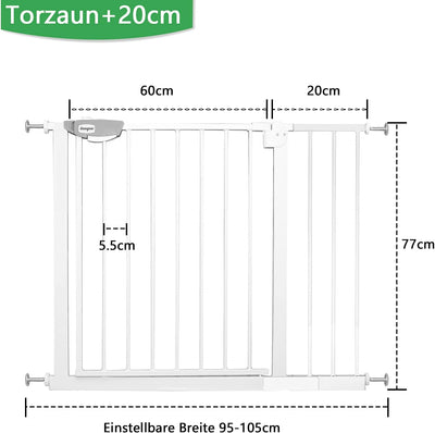 Aufun Türschutzgitter Treppenschutzgitter für Kinder Auto-Close Baby Treppengitter Türgitter, ohne B