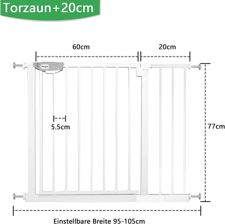 Aufun Türschutzgitter Treppenschutzgitter für Kinder Auto-Close Baby Treppengitter Türgitter, ohne B