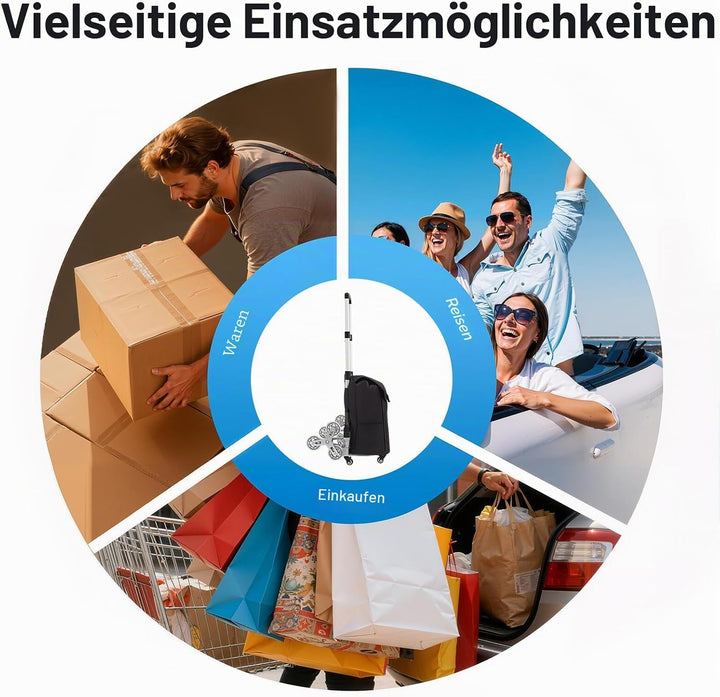 Einkaufswagen Klappbar Einkaufstrolley Sackkarre Klappbarer Treppensteige Dreirad- und Grössere wass