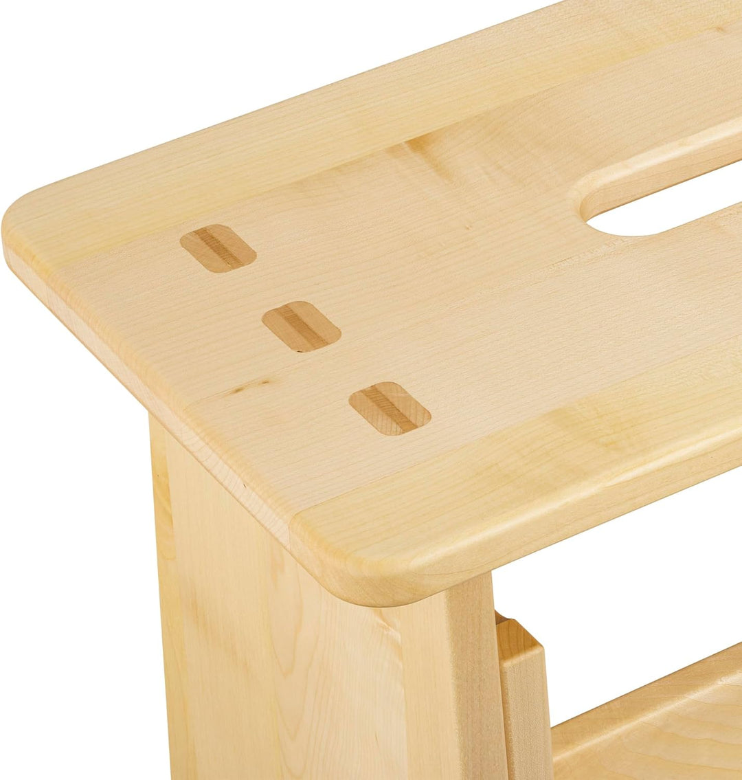 Tritthocker, Sitzhocker Holz, stabil in Ahorn Massivholz, für Kinder und die ganze Familie, Ahorn