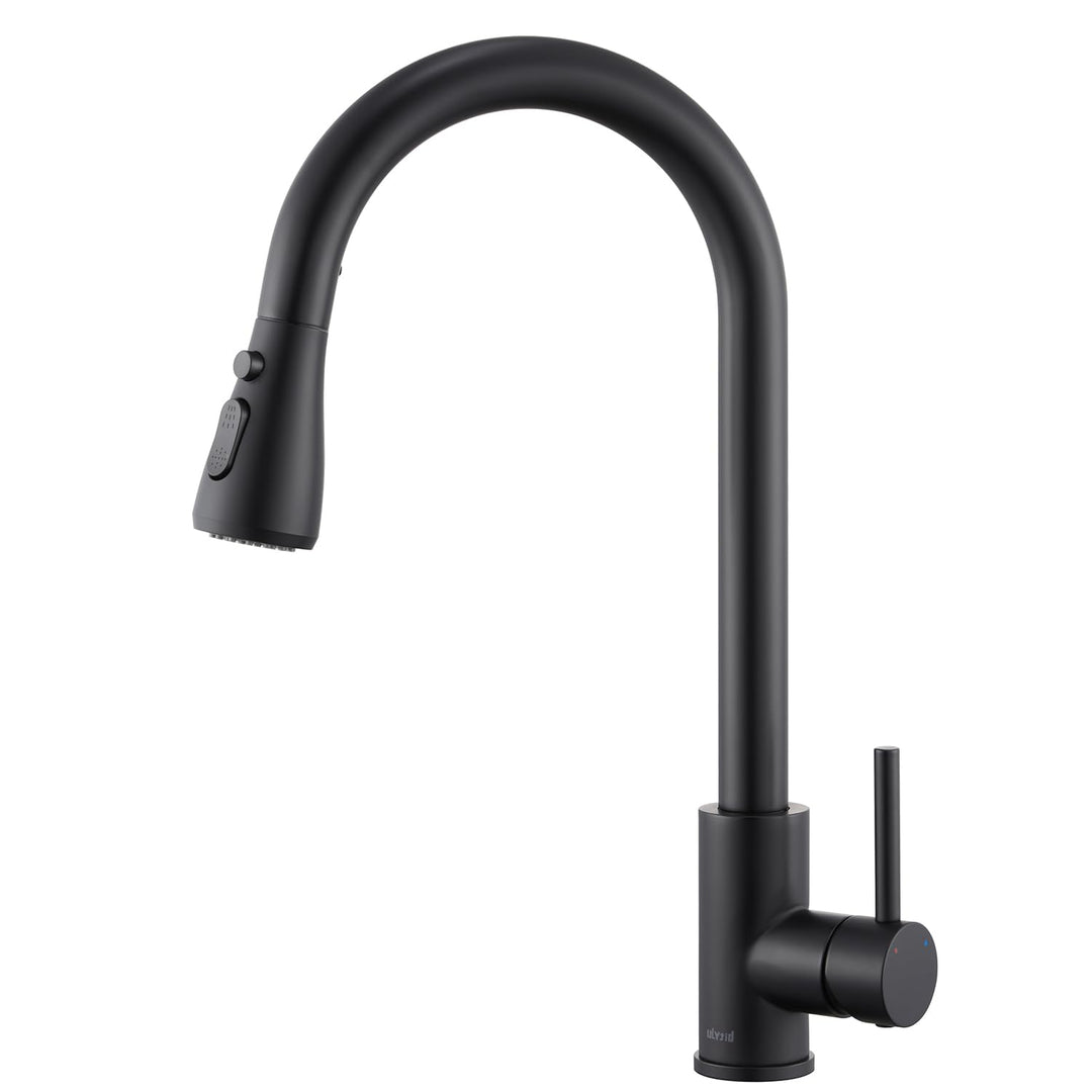 Wasserhahn Küche Schwarz – Hochdruck Ausziehbar Brause Küchenarmatur Schwarz, Einhebel Mischbatterie