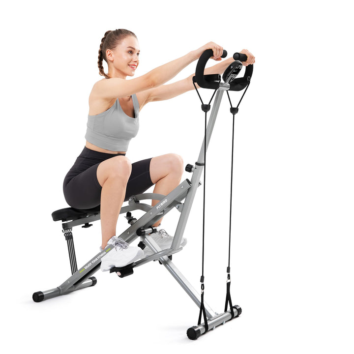 FLYBIRD Kniebeugenmaschine, Ruderfahrrad für Gesäss, Kern,Beine & Ausdauertraining,4 verstellbare Wi