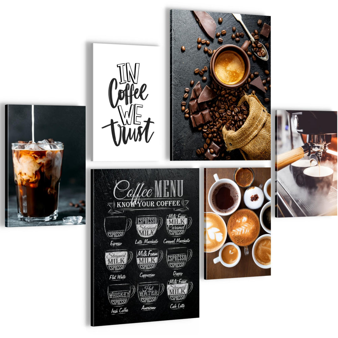 Novart Bilder Set - AUFHÄNGFERTIG - KEIN EXTRA RAHMEN BENÖTIGT - Kaffee Coffee Modern Küche - Esszim