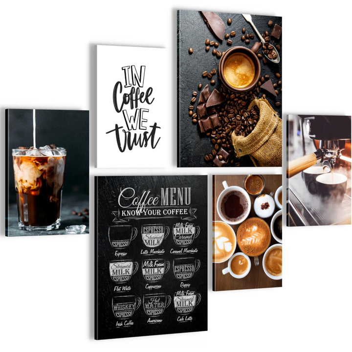 Novart Bilder Set - AUFHÄNGFERTIG - KEIN EXTRA RAHMEN BENÖTIGT - Kaffee Coffee Modern Küche - Esszim