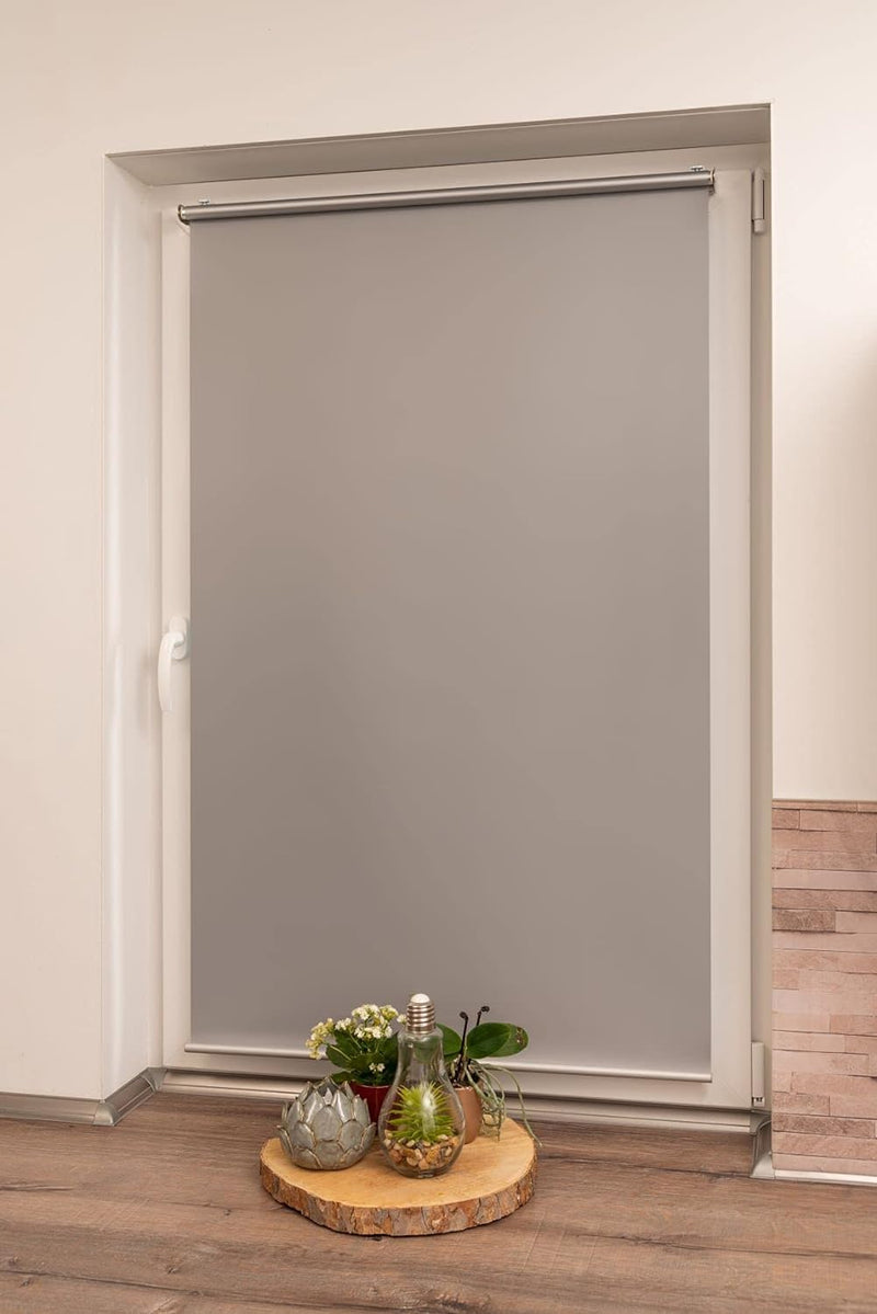 K-home 610325-22 Verdunklungsrollo/Springrollo, Grau, 60 cm x 200 cm (B x L) Grau 60 x 200 cm, Grau