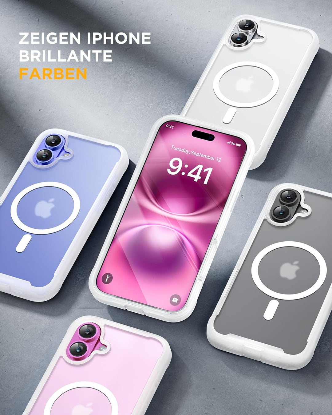 Miracase 360 Grad für iPhone 16 Hülle mit Magsafe, Eingebaut Glas Schutzfolie, Komplettschutz HandyH