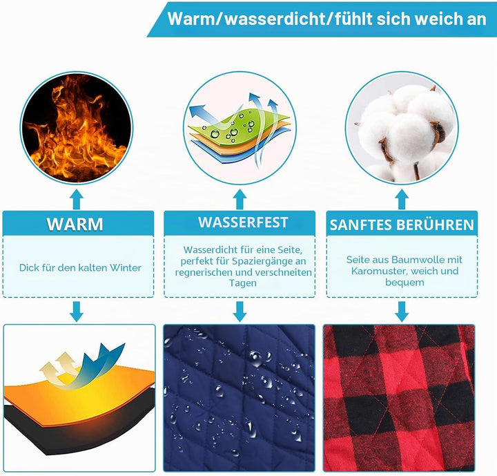 Geyecete Hundemantel Dackel, Dackel Wintermantel, Warmer Quilten Miniatur Dackelmantel mit Geschirr