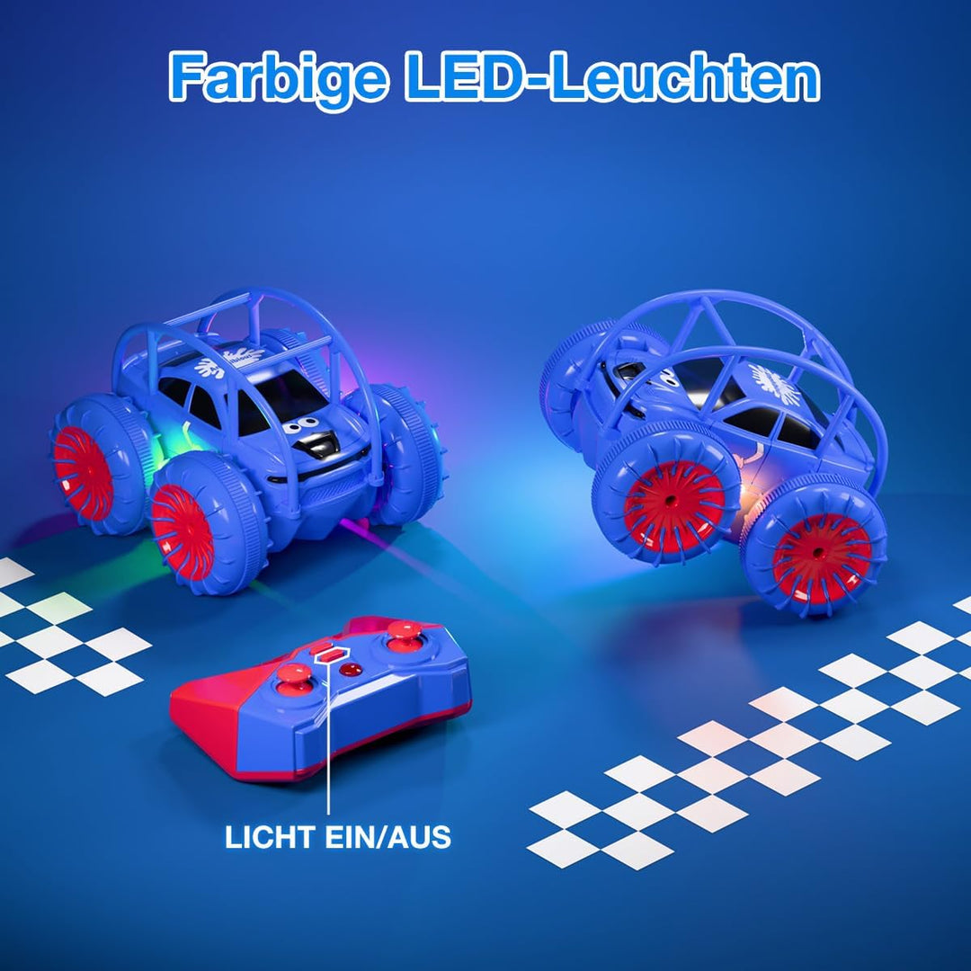 Direktladung Ferngesteuertes Auto, 15km/h 4WD Amphibienfahrzeug Stunt Auto, 2.4GHZ 360° Drehung Bunt