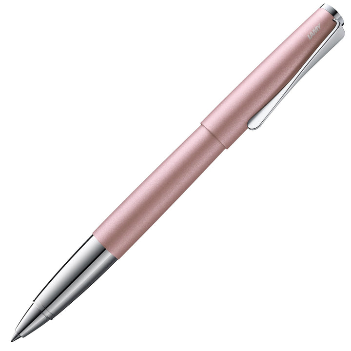 LAMY studio Premium Tintenroller 369 aus Edelstahl in mattem Lack-Finish, propellerförmige Clip-Dreh