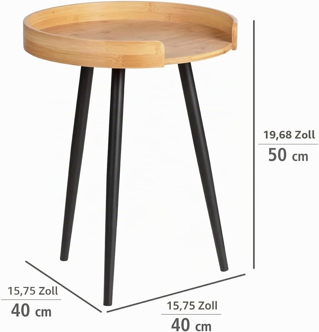 WENKO Beistelltisch Loft, kleiner Couchtisch aus nachhaltigem Bambus &amp; Metall, cooles Industrial Des