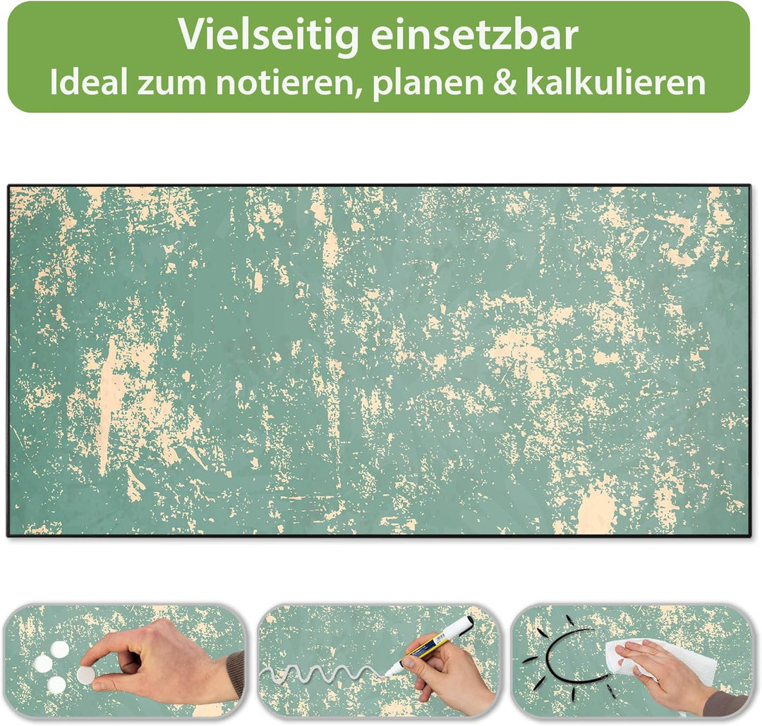 banjado Magnettafel schwarz 78 x 37cm / Magnetwand Metall/Magnetpinnwand als Memoboard/Pinnwand Magn