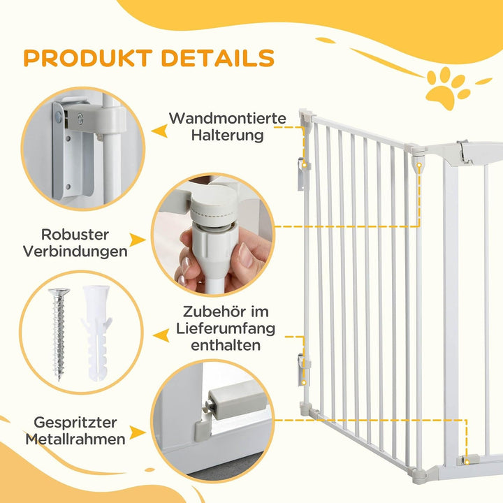 PawHut Türschutzgitter Freistehendes Schutzgitter 180 x 74,5 cm Weiss