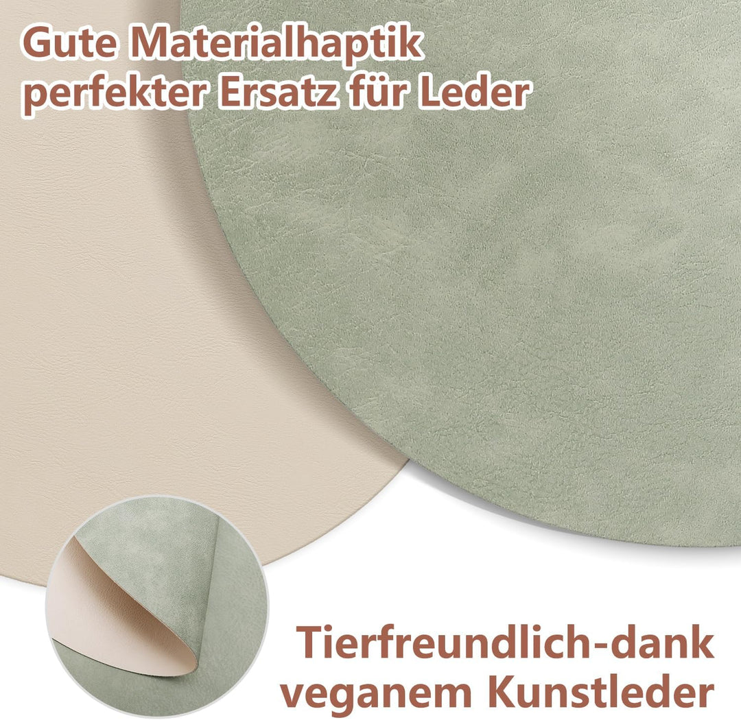 4er Set Tischset aus Leder-Imitat，Platzsets abwaschbar und wasserdicht，Platzdeckchen Lederoptik mit