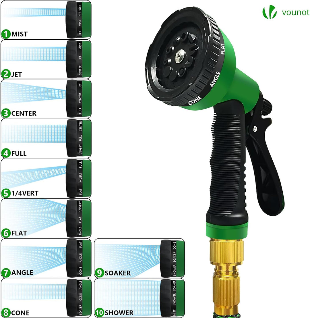 VOUNOT Flexibler Gartenschlauch 15 m, Flexibel Wasserschlauch Dehnbarer mit 10 Sprühfunktionen, 1/2