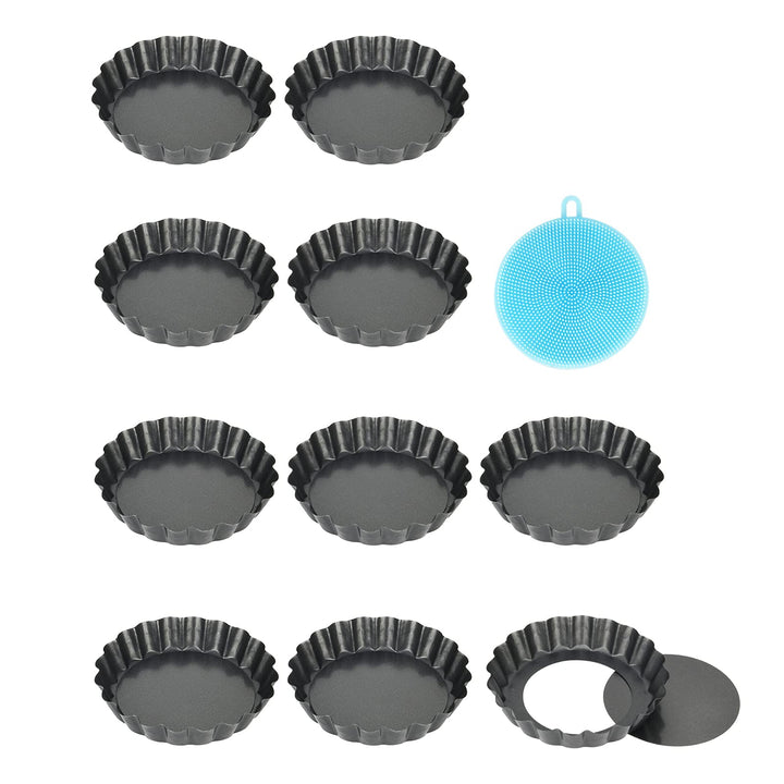 Highkit 10 Stück Tarteform mit Hebeboden, Antihaftbeschichtung Quicheform Klein 10 cm / 4 Zoll Rund