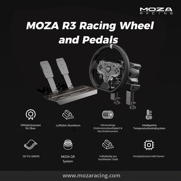MOZA R3 Bundle Lenkrad Simulator PC mit Direktantrieb Basis 3,9 Nm, Lenkrad Xbox Series X | S und Xb