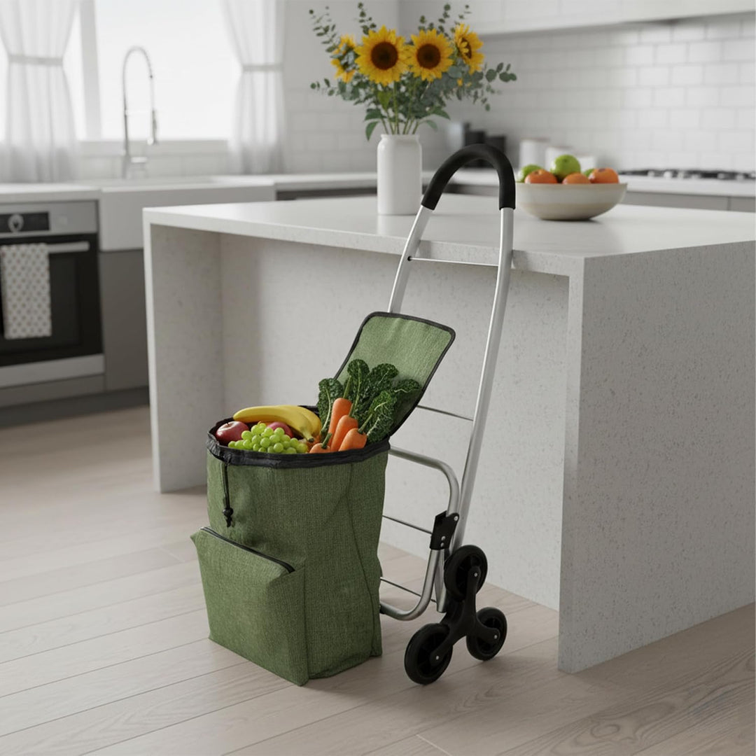 Relaxdays Einkaufstrolley Treppensteiger, Kühlfach, abnehmbare Tasche, 45 l, bis 35 kg, Einkaufswage