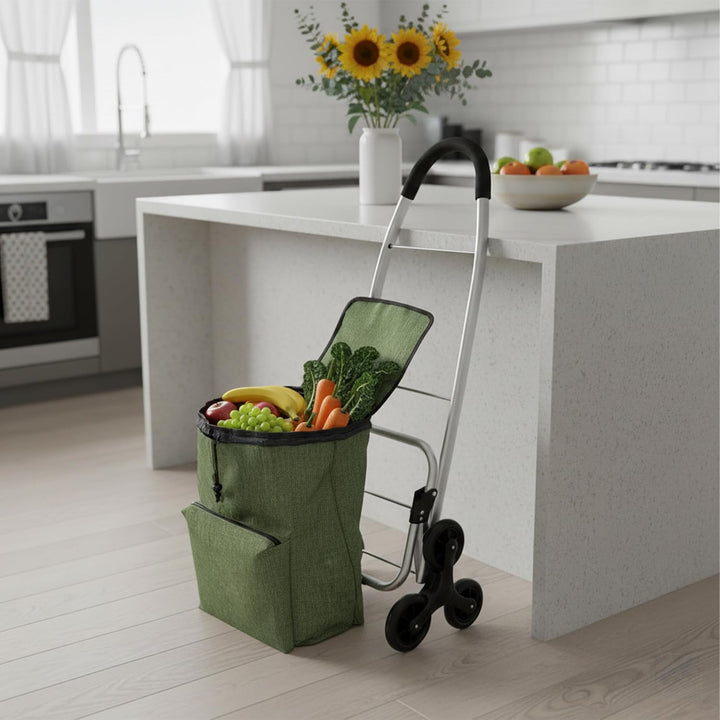 Relaxdays Einkaufstrolley Treppensteiger, Kühlfach, abnehmbare Tasche, 45 l, bis 35 kg, Einkaufswage