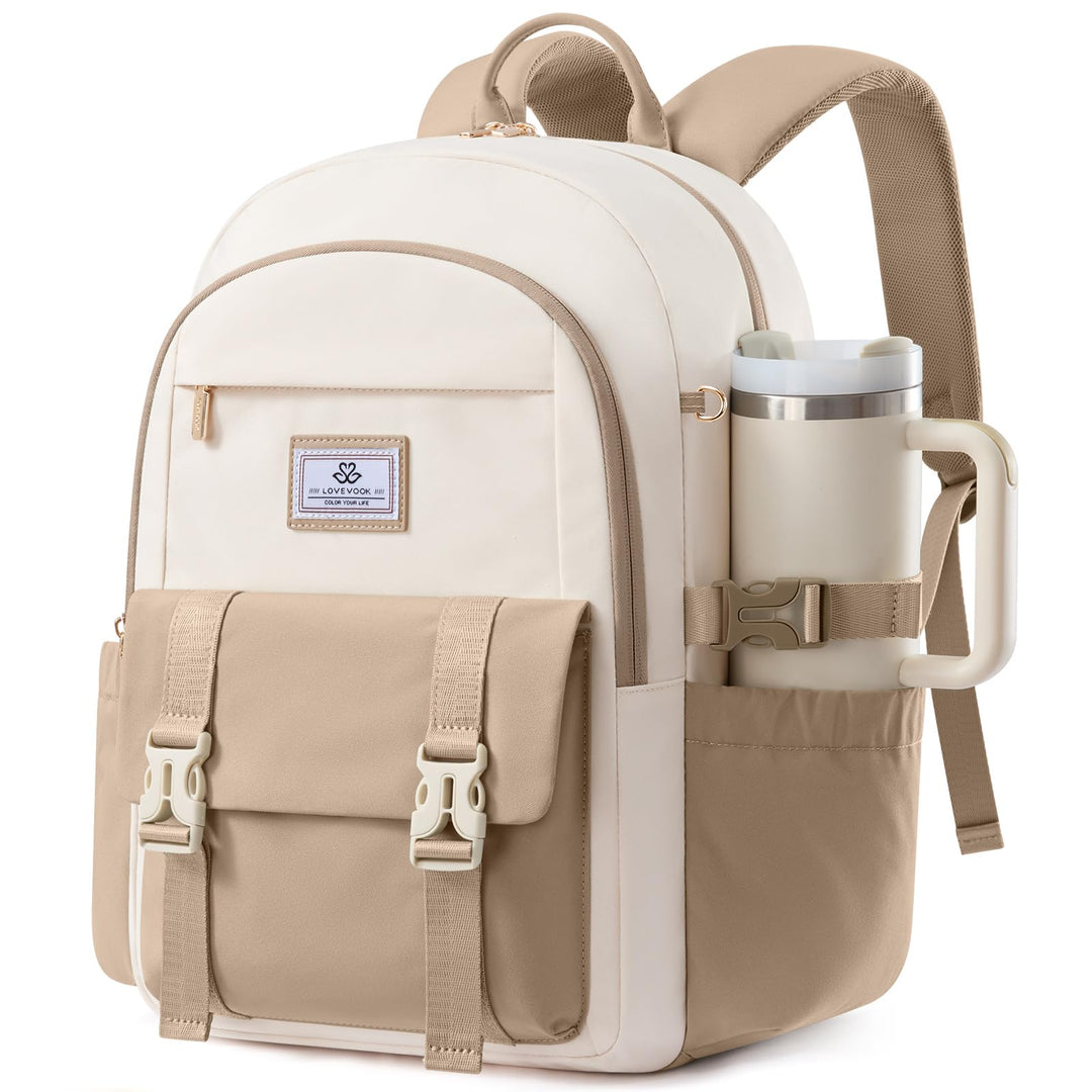 LOVEVOOK Rucksack Damen, Laptop Schulrucksack Teenager Mädchen | Wasserdicht Backpack Schultasche, G