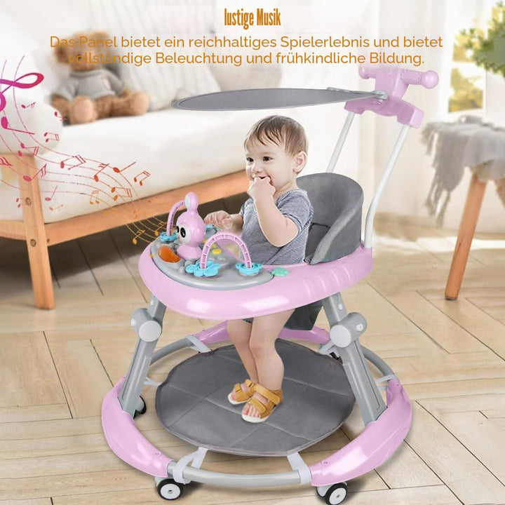 OHMG Babywalker Lauflernwagen, 5 in 1, Lauflernwagen, Wippfunktion, Babywippe mit Rollen, Licht, Mus